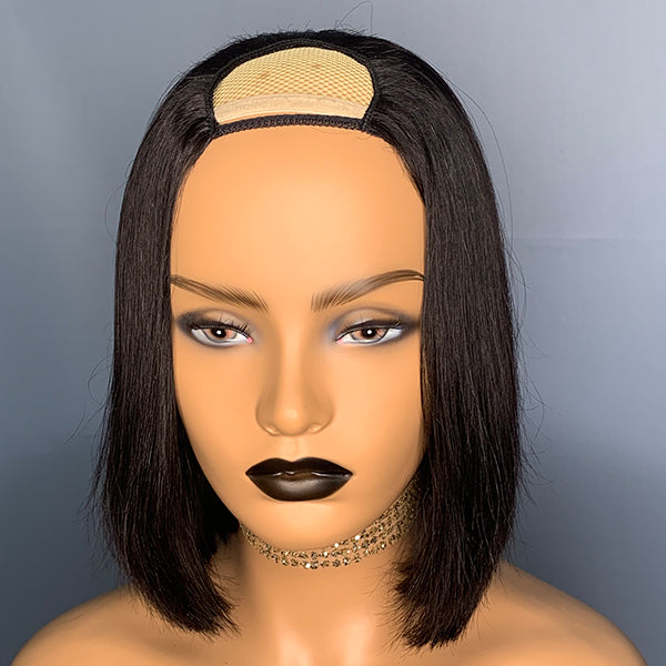 Quick & Easy U Part Bob Wig Affordable Wig (Get Free Clip In Set)