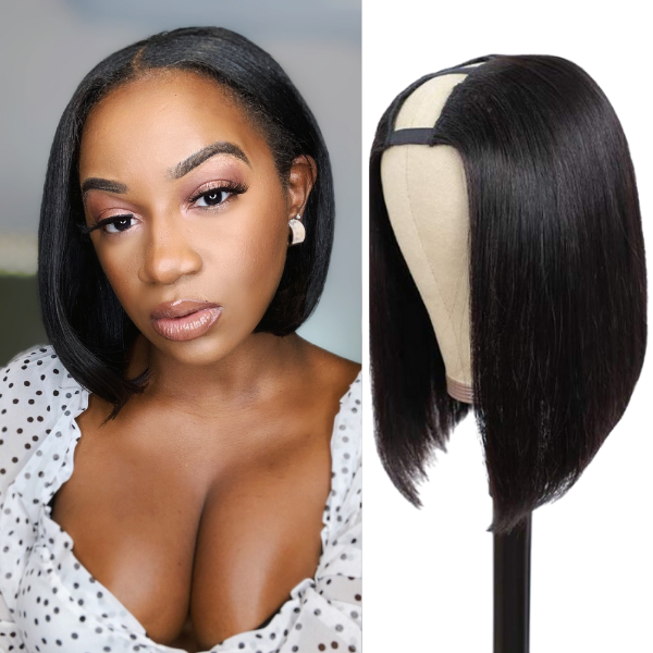 Quick & Easy U Part Bob Wig Affordable Wig (Get Free Clip In Set)